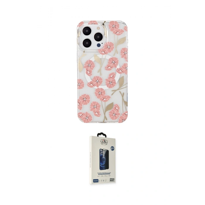 MARSİLYAN™- iPhone 14 Pro Kılıf Pusula Form - Siyah Bilvis Hayalet Cam Ekran Koruyucu