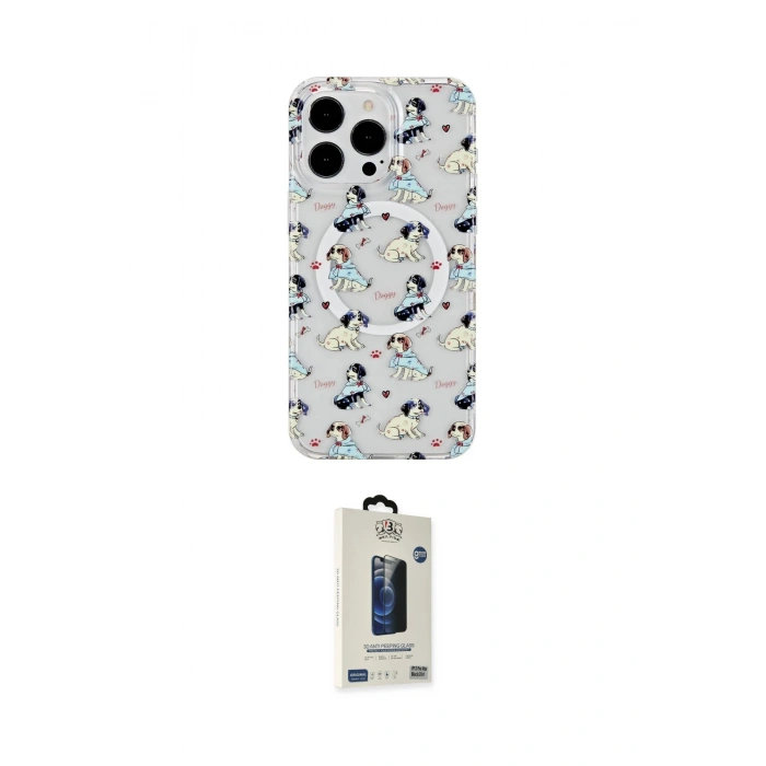 MARSİLYAN™- iPhone 14 Pro Kılıf Pusula Form - Siyah Bilvis Hayalet Cam Ekran Koruyucu