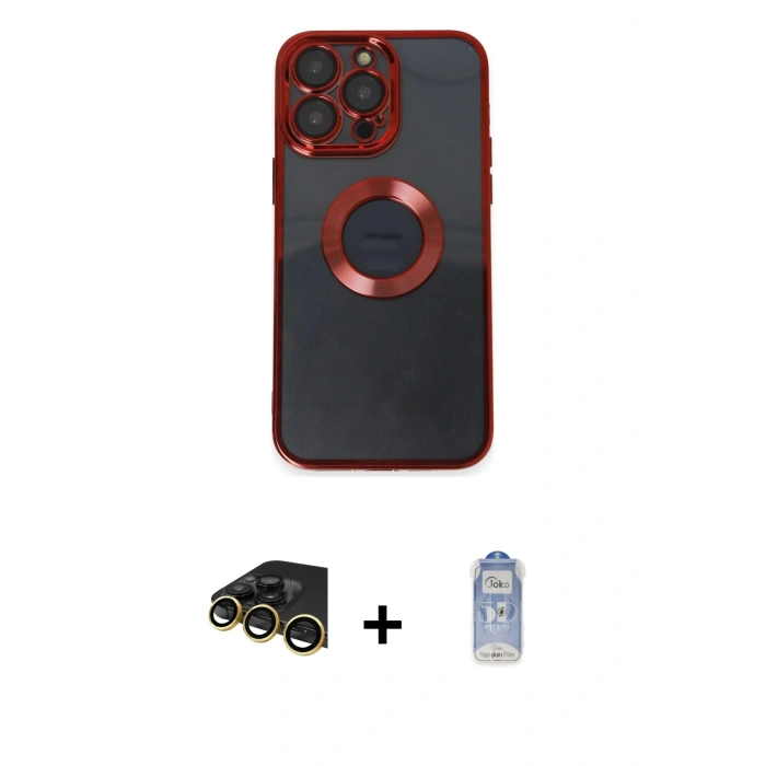 MARSİLYAN™- iPhone 14 Pro Kılıf Pusula Form - Siyah Joko Magic 5D Cam + Raze Metal Kamera Lens - GD