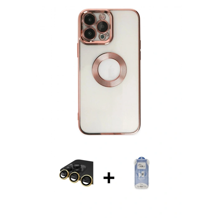 MARSİLYAN™- iPhone 14 Pro Kılıf Pusula Form - Siyah Joko Magic 5D Cam + Raze Metal Kamera Lens - GD