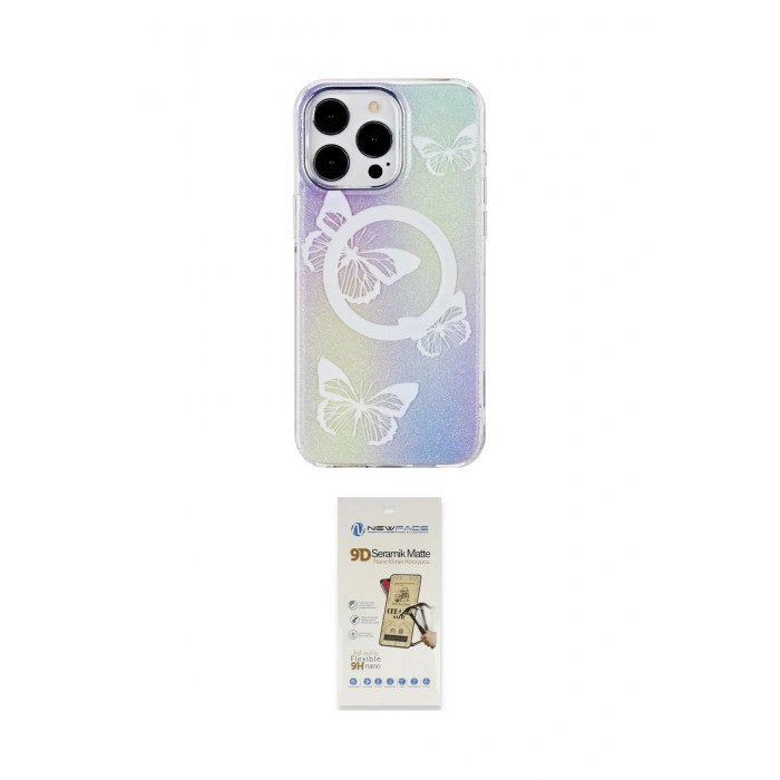 MARSİLYAN™- iPhone 14 Pro Kılıf Pusula Form - Siyah Mat Seramik Nano Ekran Koruyucu