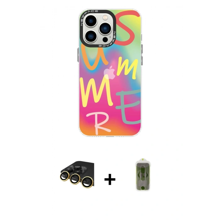 MARSİLYAN™- iPhone 14 Pro Kılıf Siluet Çizgi Koleksiyonu - Siyah Joko Magic 5D Hayalet Cam + Raze Metal Kamera Lens - GD