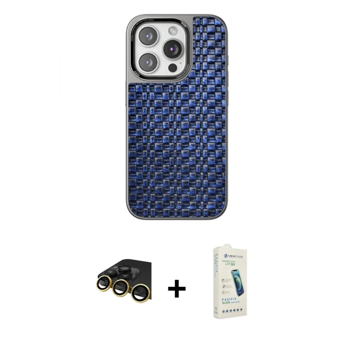 MARSİLYAN™- iPhone 14 Pro Kılıf Siluet Form Serisi - Şeffaf Pasifik Cam Ekran Koruyucu + Raze Metal Kamera Lens - GD