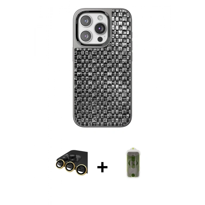 MARSİLYAN™- iPhone 14 Pro Kılıf Siluet Form Serisi - Siyah Joko Magic 5D Hayalet Cam + Raze Metal Kamera Lens - GD