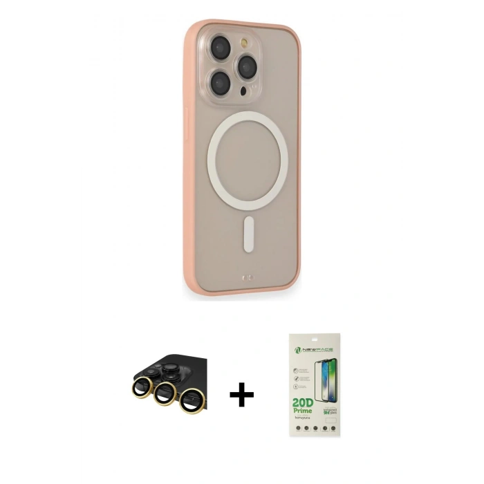 MARSİLYAN™- iPhone 14 Pro Kılıf Siluet Işık Koleksiyonu - Siyah 20D Premium Cam Ekran Koruyucu + Raze Metal Kamera Lens - GD