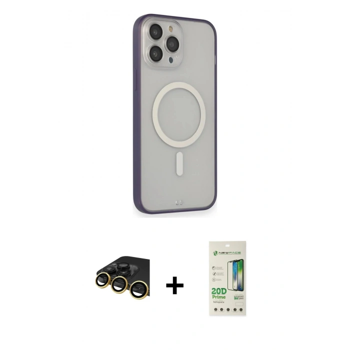 MARSİLYAN™- iPhone 14 Pro Kılıf Siluet Işık Koleksiyonu - Siyah 20D Premium Cam Ekran Koruyucu + Raze Metal Kamera Lens - GD
