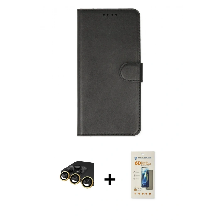MARSİLYAN™- iPhone 14 Pro Kılıf Siluet Işık Serisi - Siyah 6D Mat Seramik Hayalet Nano Ekran Koruyucu + Raze Metal Kamera Lens - GD