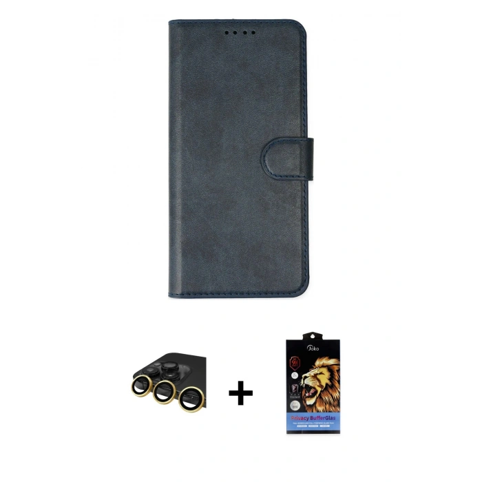 MARSİLYAN™- iPhone 14 Pro Kılıf Siluet Işık Serisi - Siyah Buffer Hayalet Cam Ekran Koruyucu + Raze Metal Kamera Lens - GD