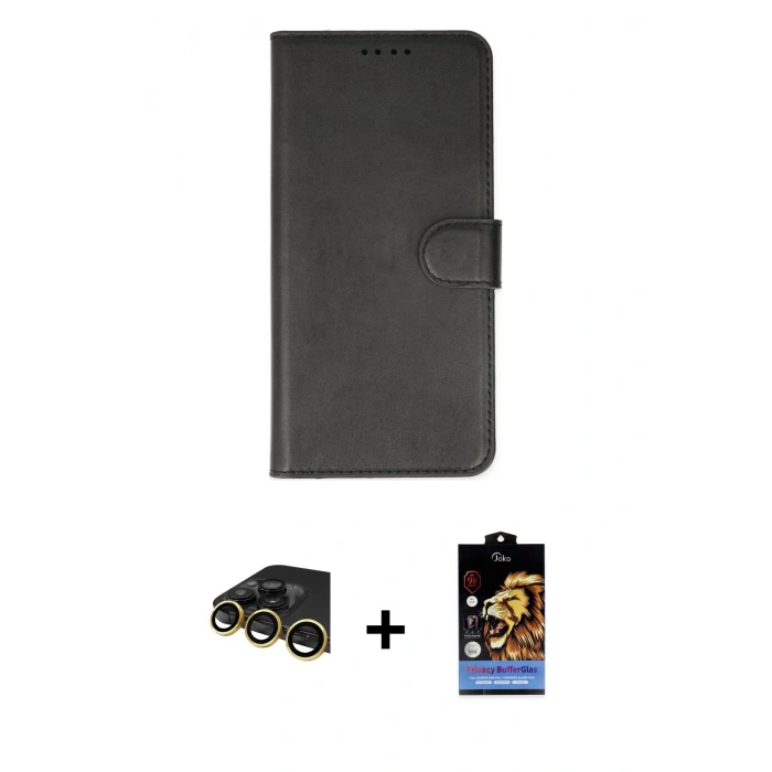 MARSİLYAN™- iPhone 14 Pro Kılıf Siluet Işık Serisi - Siyah Buffer Hayalet Cam Ekran Koruyucu + Raze Metal Kamera Lens - GD