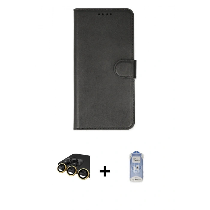 MARSİLYAN™- iPhone 14 Pro Kılıf Siluet Işık Serisi - Siyah Joko Magic 5D Cam + Raze Metal Kamera Lens - GD