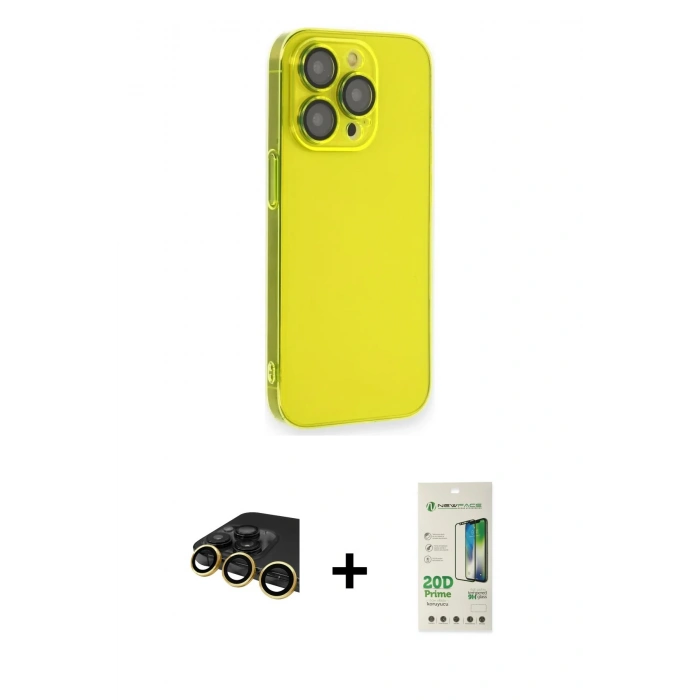 MARSİLYAN™- iPhone 14 Pro Kılıf Siluet Minimal Özel Seri - Siyah 20D Premium Cam Ekran Koruyucu + Raze Metal Kamera Lens - GD