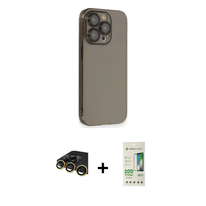 MARSİLYAN™- iPhone 14 Pro Kılıf Siluet Minimal Özel Seri - Siyah 20D Premium Cam Ekran Koruyucu + Raze Metal Kamera Lens - GD