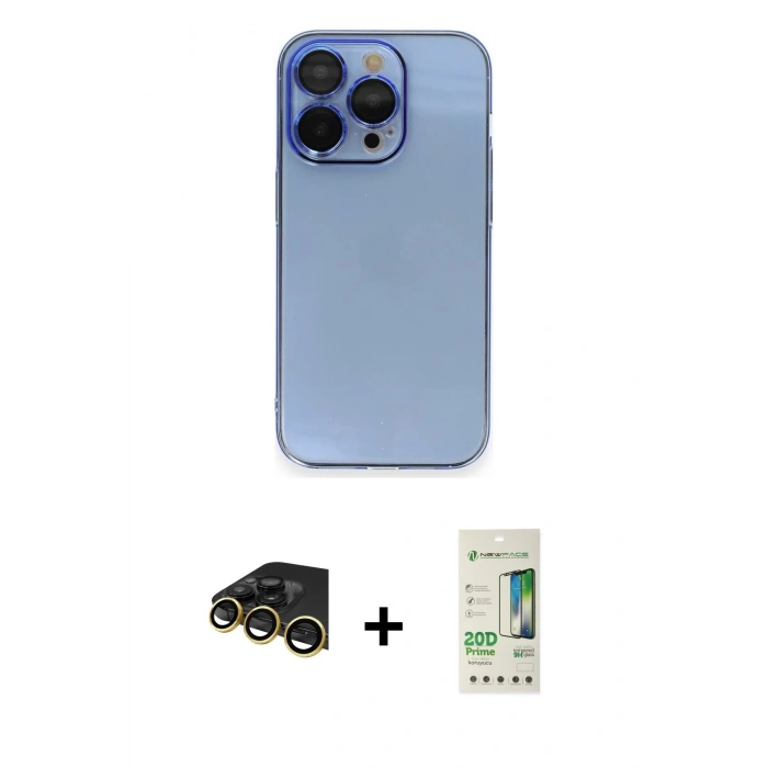MARSİLYAN™- iPhone 14 Pro Kılıf Siluet Minimal Özel Seri - Siyah 20D Premium Cam Ekran Koruyucu + Raze Metal Kamera Lens - GD