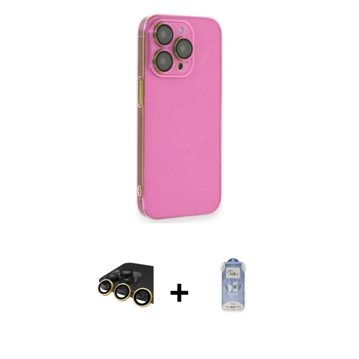MARSİLYAN™- iPhone 14 Pro Kılıf Siluet Minimal Özel Seri - Siyah Joko Magic 5D Cam + Raze Metal Kamera Lens - GD