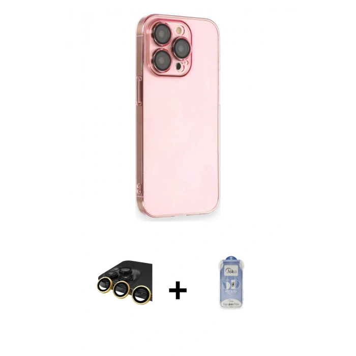MARSİLYAN™- iPhone 14 Pro Kılıf Siluet Minimal Özel Seri - Siyah Joko Magic 5D Cam + Raze Metal Kamera Lens - GD