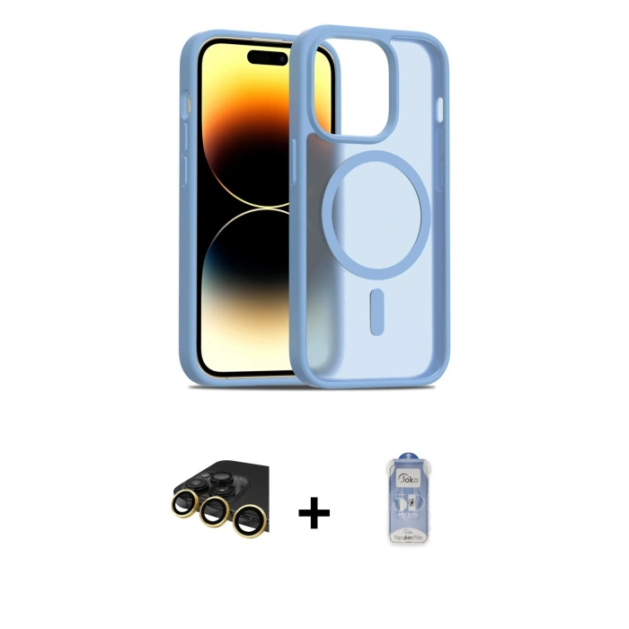 MARSİLYAN™- iPhone 14 Pro Kılıf Siluet Minimal Prime - Siyah Joko Magic 5D Cam + Raze Metal Kamera Lens - GD