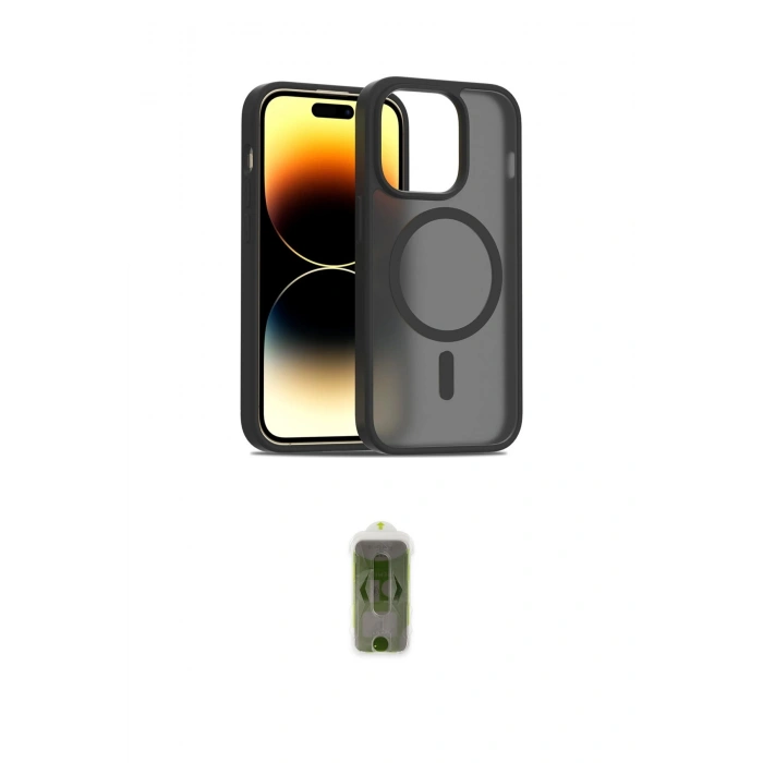 MARSİLYAN™- iPhone 14 Pro Kılıf Siluet Minimal Prime - Siyah Joko Magic 5D Hayalet Cam