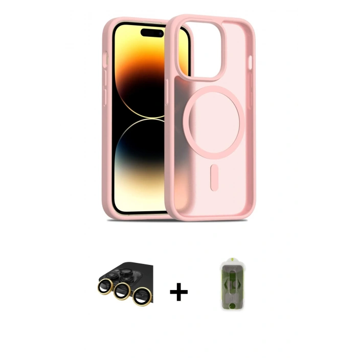 MARSİLYAN™- iPhone 14 Pro Kılıf Siluet Minimal Prime - Siyah Joko Magic 5D Hayalet Cam + Raze Metal Kamera Lens - GD