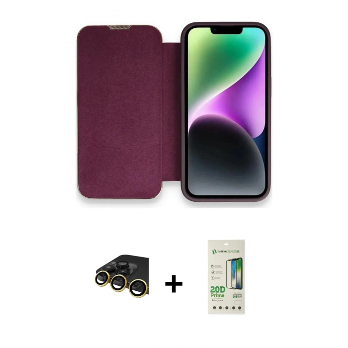 MARSİLYAN™- iPhone 14 Pro Kılıf Siluet Minimal Serisi - Siyah 20D Premium Cam Ekran Koruyucu + Raze Metal Kamera Lens - GD