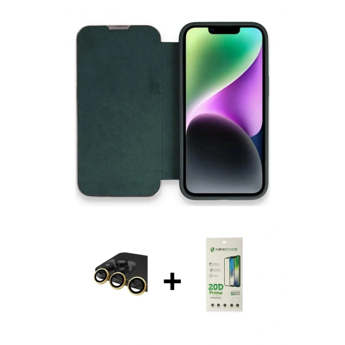MARSİLYAN™- iPhone 14 Pro Kılıf Siluet Minimal Serisi - Siyah 20D Premium Cam Ekran Koruyucu + Raze Metal Kamera Lens - GD
