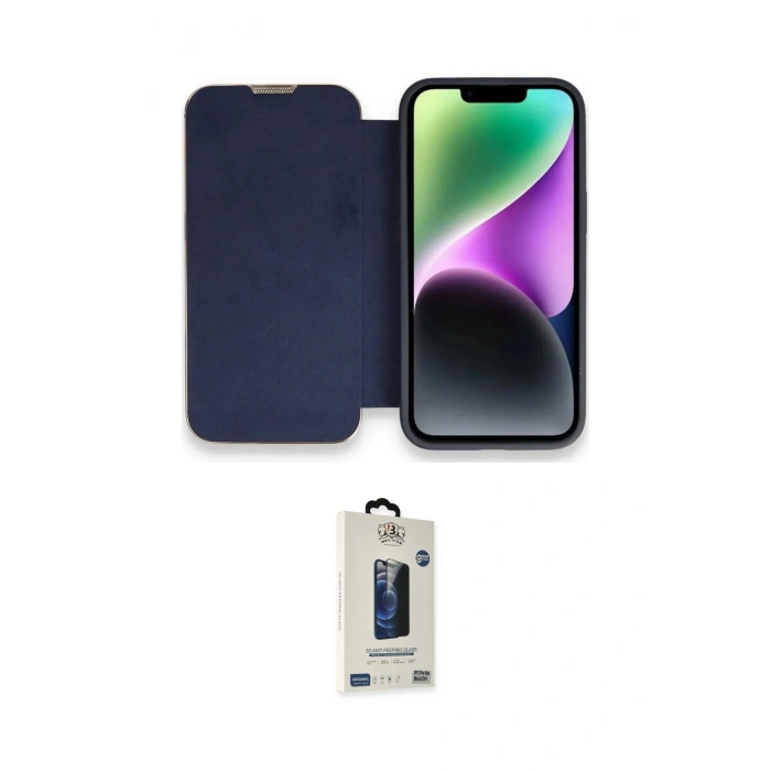 MARSİLYAN™- iPhone 14 Pro Kılıf Siluet Minimal Serisi - Siyah Bilvis Hayalet Cam Ekran Koruyucu
