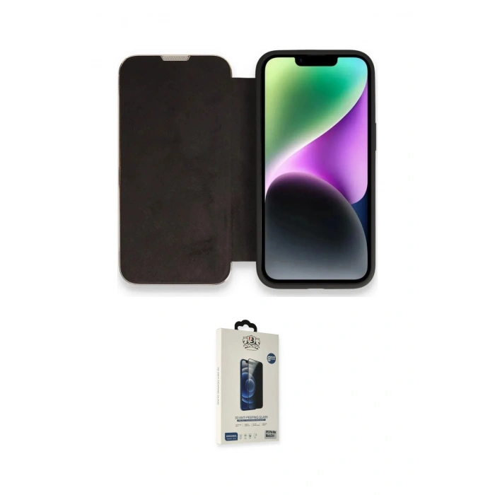MARSİLYAN™- iPhone 14 Pro Kılıf Siluet Minimal Serisi - Siyah Bilvis Hayalet Cam Ekran Koruyucu