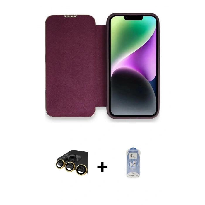 MARSİLYAN™- iPhone 14 Pro Kılıf Siluet Minimal Serisi - Siyah Joko Magic 5D Cam + Raze Metal Kamera Lens - GD