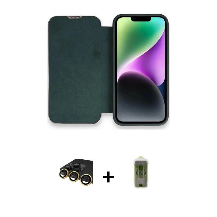 MARSİLYAN™- iPhone 14 Pro Kılıf Siluet Minimal Serisi - Siyah Joko Magic 5D Hayalet Cam + Raze Metal Kamera Lens - GD