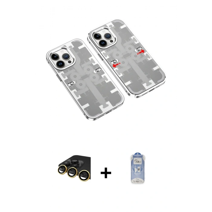 MARSİLYAN™- iPhone 14 Pro Kılıf Ufuk Doku Prime - Siyah Joko Magic 5D Cam + Raze Metal Kamera Lens - GD