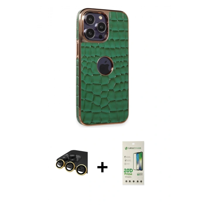 MARSİLYAN™- iPhone 14 Pro Kılıf Ufuk Form Prime - Siyah 20D Premium Cam Ekran Koruyucu + Raze Metal Kamera Lens - GD