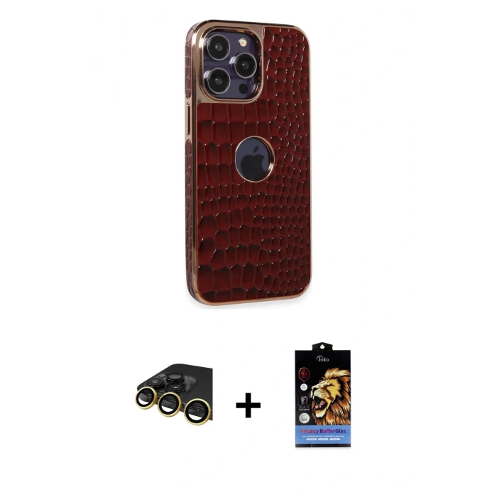 MARSİLYAN™- iPhone 14 Pro Kılıf Ufuk Form Prime - Siyah Buffer Hayalet Cam Ekran Koruyucu + Raze Metal Kamera Lens - GD