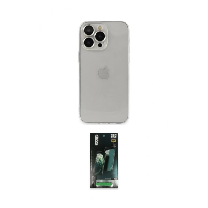 MARSİLYAN™- iPhone 14 Pro Kılıf Ufuk Minimal Özel Seri - Siyah 360 Mat Full Body Arka Koruyucu