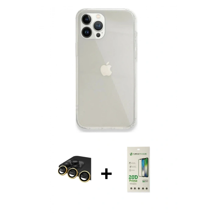 MARSİLYAN™- iPhone 14 Pro Kılıf Vadi Asil Prime - Siyah 20D Premium Cam Ekran Koruyucu + Raze Metal Kamera Lens - GD