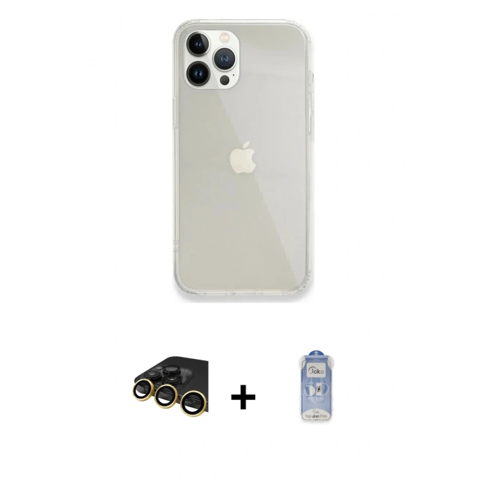 MARSİLYAN™- iPhone 14 Pro Kılıf Vadi Asil Prime - Siyah Joko Magic 5D Cam + Raze Metal Kamera Lens - GD