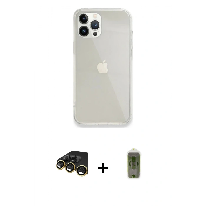 MARSİLYAN™- iPhone 14 Pro Kılıf Vadi Asil Prime - Siyah Joko Magic 5D Hayalet Cam + Raze Metal Kamera Lens - GD