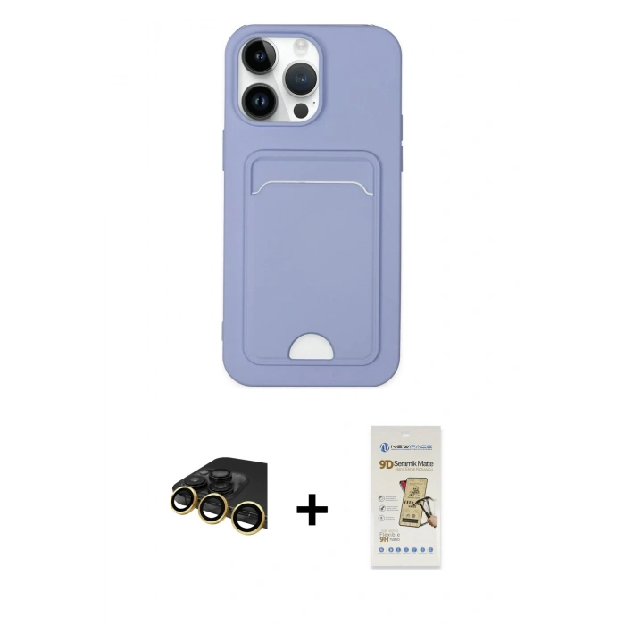 MARSİLYAN™- iPhone 14 Pro Kılıf Vadi Çizgi Prime - Siyah Mat Seramik Nano Ekran Koruyucu + Raze Metal Kamera Lens - GD