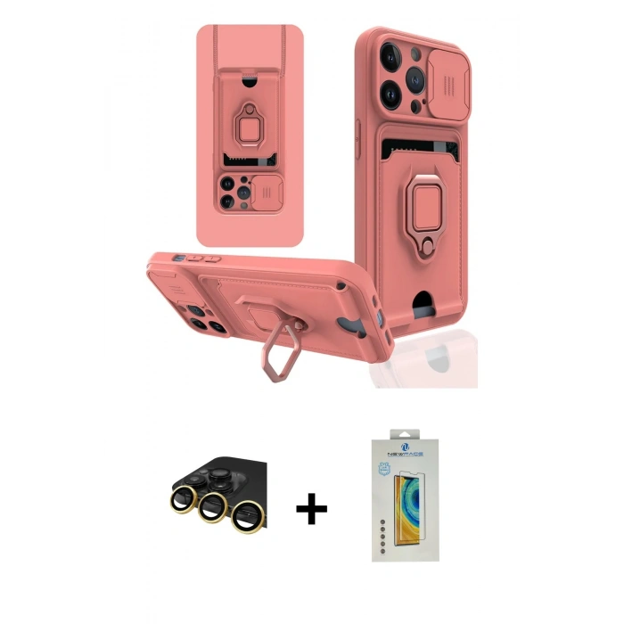 MARSİLYAN™- iPhone 14 Pro Kılıf Vadi Form Prime - Siyah Polymer Nano Ekran Koruyucu + Raze Metal Kamera Lens - GD