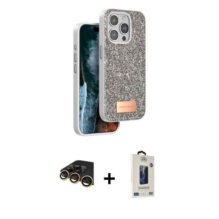 MARSİLYAN™- iPhone 14 Pro Kılıf Vadi Klasik Serisi - Siyah Bilvis Hayalet Cam Ekran Koruyucu + Raze Metal Kamera Lens - GD