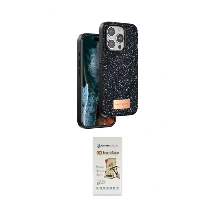 MARSİLYAN™- iPhone 14 Pro Kılıf Vadi Klasik Serisi - Siyah Mat Seramik Nano Ekran Koruyucu