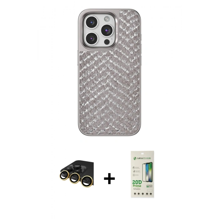 MARSİLYAN™- iPhone 14 Pro Kılıf Vadi Özel Seri - Siyah 20D Premium Cam Ekran Koruyucu + Raze Metal Kamera Lens - GD