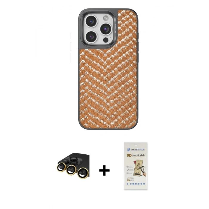 MARSİLYAN™- iPhone 14 Pro Kılıf Vadi Özel Seri - Siyah Mat Seramik Nano Ekran Koruyucu + Raze Metal Kamera Lens - GD