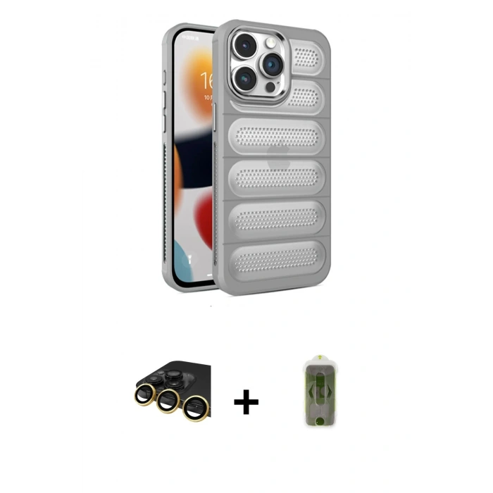 MARSİLYAN™- iPhone 14 Pro Kılıf Yadigar Doku Özel Seri - Siyah Joko Magic 5D Hayalet Cam + Raze Metal Kamera Lens - GD