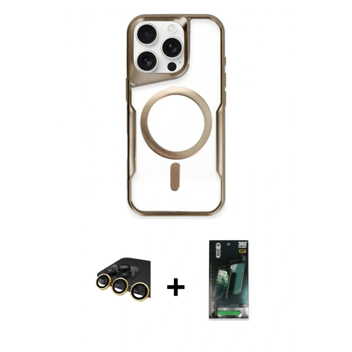 MARSİLYAN™- iPhone 14 Pro Kılıf Yadigar Klasik Özel Seri - Siyah 360 Mat Full Body Arka Koruyucu + Raze Metal Kamera Lens - GD