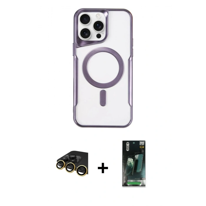 MARSİLYAN™- iPhone 14 Pro Kılıf Yadigar Klasik Özel Seri - Siyah 360 Mat Full Body Arka Koruyucu + Raze Metal Kamera Lens - GD