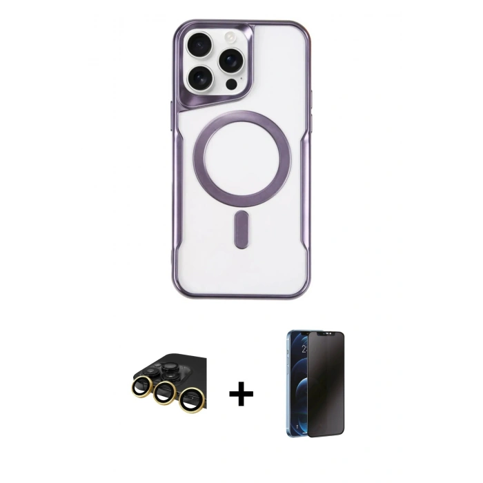 MARSİLYAN™- iPhone 14 Pro Kılıf Yadigar Klasik Özel Seri - Siyah 3D Antistatik Hayalet Cam Ekran Koruyucu + Raze Metal Kamera Lens - GD