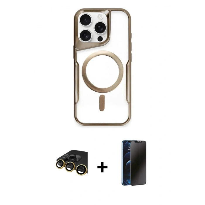 MARSİLYAN™- iPhone 14 Pro Kılıf Yadigar Klasik Özel Seri - Siyah 3D Antistatik Hayalet Cam Ekran Koruyucu + Raze Metal Kamera Lens - GD
