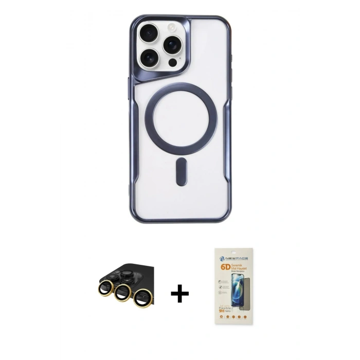 MARSİLYAN™- iPhone 14 Pro Kılıf Yadigar Klasik Özel Seri - Siyah 6D Mat Seramik Hayalet Nano Ekran Koruyucu + Raze Metal Kamera Lens - GD