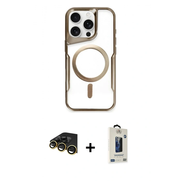 MARSİLYAN™- iPhone 14 Pro Kılıf Yadigar Klasik Özel Seri - Siyah Bilvis Hayalet Cam Ekran Koruyucu + Raze Metal Kamera Lens - GD
