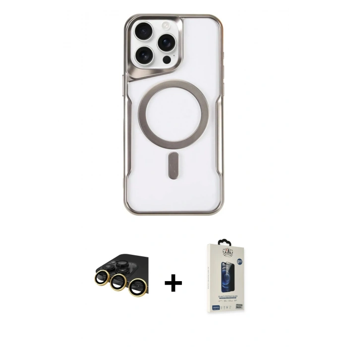 MARSİLYAN™- iPhone 14 Pro Kılıf Yadigar Klasik Özel Seri - Siyah Bilvis Hayalet Cam Ekran Koruyucu + Raze Metal Kamera Lens - GD