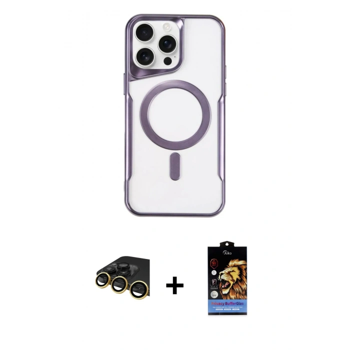 MARSİLYAN™- iPhone 14 Pro Kılıf Yadigar Klasik Özel Seri - Siyah Buffer Hayalet Cam Ekran Koruyucu + Raze Metal Kamera Lens - GD